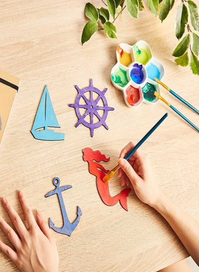 Decor Kafe Paintable Anchor, Ship Wheel, Mermaid and Boat Wooden Laser Cut for Decoration DIY Prodcuts for Kids, Parties, Art and Craft Pack of 20 - Image 3